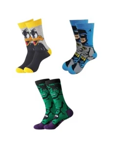 Cartoon Looney Tunes Fun Novelty Crew Character Socks Unisex, One Size (3 Pairs) - Picture 1 of 1