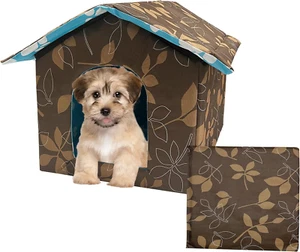 Soft Waterproof Dog House Pets with Pad Foldable Cool Cave Sleeping Bed for Dogs - Picture 1 of 12