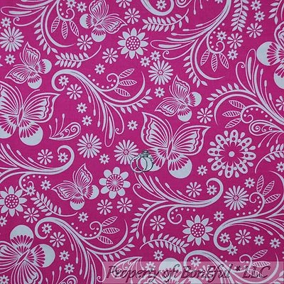 Edredón de tela BonEful de algodón rosa blanco flor mariposa cáncer de mama NUEVO RASPO Foto 1 de 4