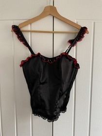 Ann Summers Ladies Black Red Basque UK 14-16