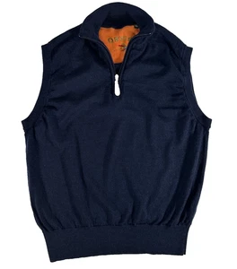 ORVIS Wollmischung Viertelreißverschluss Strickpullover Pullover Weste marineblau Herren Medium - Bild 1 von 7