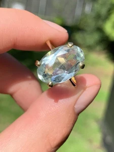 18 Kt Gold Aquamarin 8 Karat Unglaublicher Großer Solitär Ring �� - Bild 1 von 5