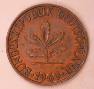 2 Pfennig German Coin 1969 J - Picture 1 of 5