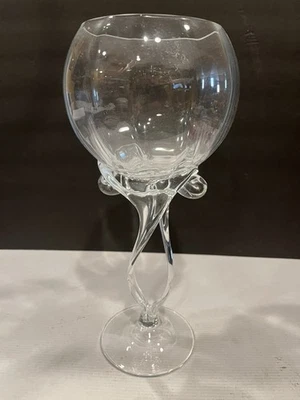 Handblown Italian Art Glass Swirl Stem Candle Holder Vase - Image 1 of 4