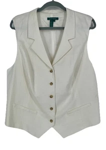 NWT LAUREN RALPH LAUREN Linen Modern Luxury Tailored Structured Vest Cream White - Picture 1 of 12