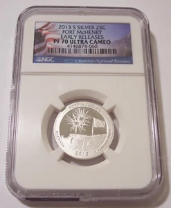 NGC 2013 S Silver Fort McHenry NP Quarter Proof PF70 UC ER* - Picture 1 of 2