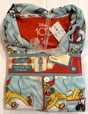 Disney 100 Retro Reimagined Mens Flannel Sleep Set Mickey Mouse Size M NEW - Image 1 of 4