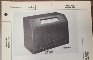 BELLTONE MODEL 500 RADIO PHOTOFACT - Picture 1 of 1