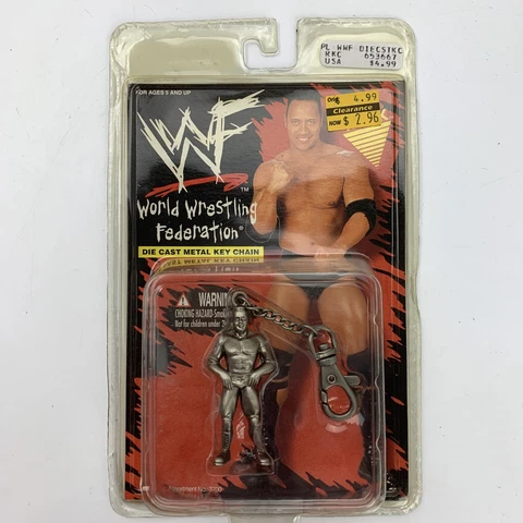 The Rock WWF WWE Die Cast Key Chain 1998 Placo New Cover