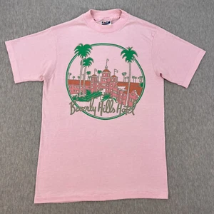 Vintage Beverly Hills Hotel T Shirt Unisex M Pink Hanes 50/50 Single Stitch USA - Picture 1 of 8