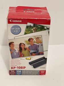 Canon KP-108IP Color/Ink Paper Set 3ct 108 Sheets Post Card 4x6 Color Ink Casset