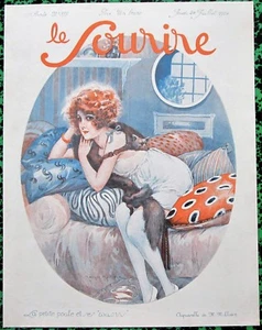 MILLIERE 1924 Vintage French Le Sourire Print SULTRY ART DECO CHEMISE GIRL - Picture 1 of 1