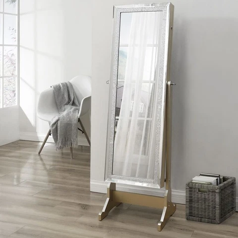 Inspired Home Lockable Jewelry Armoire w/ LED - Royal Champagne  MSRP $245.00 Cover