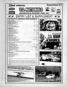NHRA U S Nationals 1987 Entry List And Supplement Indianapolis Raceway Park - Picture 1 of 3