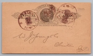 Postal Card W J Young Lumber Company Order Request Clinton Iowa Posted 1890 - Picture 1 of 2