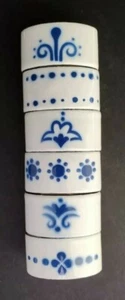 IKEA Heder Swedish Blue White Enamel Napkin Rings Katarina Brieditis Set of 6 - Picture 1 of 10