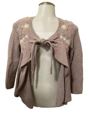 Cardigã aberto Anthropologie campo flor lavanda roxo floral texturizado XS - Imagem 1 de 4