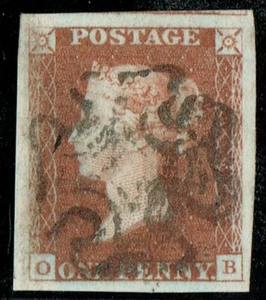 1841 1d Red Black Pl 11 OB 4m HUGE Margins Very Fine Used Full Upright Cross - Picture 1 of 1