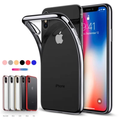 Custodia Rigida Per IPhone 5S/SE/6/6S/7/8/X/XR/XS/MAX/11/Pro Contorno Brillante - Immagine 1 di 4