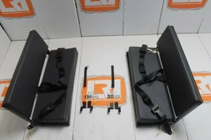 PAIR grey vinyl bench seat + lap belts Fits Land Rover Defender 90/110 Series... - Picture 1 of 7