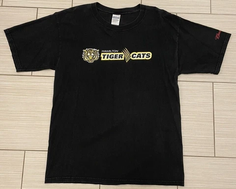 Hamilton Tiger Cats Shirt Vintage CFL Logo Budweiser Gildan Large Black Cover