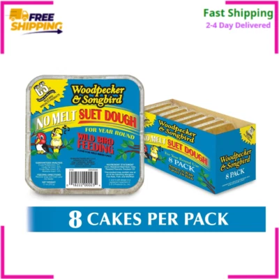 C & S Products No- Melt Suet Dough Woodpecker Songbird Wild Bird Food 10 oz-8pk.