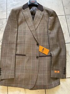 NWT STEVEN LAND Men's Multi Color Plaid Suit Modern 2Buttons Size 48L