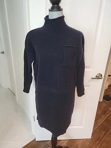 Madewell Size S Cashmere Mockneck Midi Sweater Dress Wool Knit Navy - Picture 1 of 7