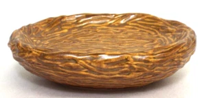 Jabonera Pottery Barn marrón cerámica forma nido de pájaro baratija tazón ramitas de cerámica - Imagen 1 de 8