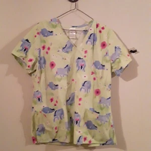Disney Eeyore Scrub Top (Women's Size Medium) Winnie Pooh Scrub V-Neck Shirt - Picture 1 of 7