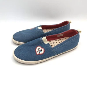 Disney x Junk Food Minnie & Mickey Mouse Slip on Shoes, Blue Denim Women's 6 - Picture 1 of 6