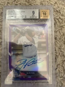 2018 Bowman Chrome Purple Refractor DJ Peters RC Rookie AUTO /250 BGS 9 Mint 🔥 - Picture 1 of 1