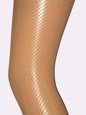 Natural Tan Fishnet Tights Ladies 8-14. dancer beige brown neutral