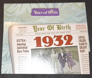 LEANIN' TREE "YEAR Of BIRTH 1932," FACT BIRTHDAY CARD + ENVELOPE (4.5" x 7.5") - Picture 1 of 4