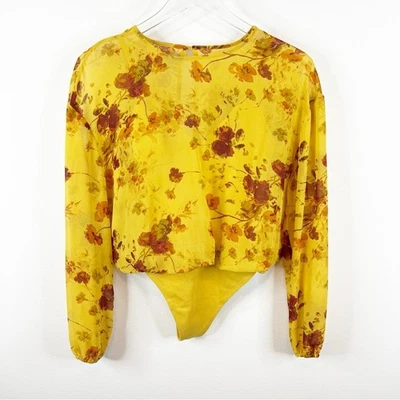 NWT Aritzia Wilfred Women's Talmont Floral Coquette Girl Bodysuit S Marigold  - Image 1 of 4