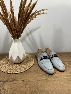 Gucci horsebit mens suede lite blue loafers size UK 8 US 9 EUR 43 - Image 1 of 4