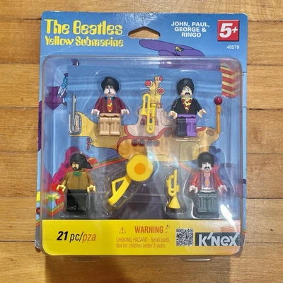K'nex Beatles Yellow Submarine John Paul George Ringo 21 Piece Set New Card KNEX - Image 1 of 4