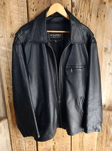 Wilsons Black Leather Bomber Moto Jacket Mens XL - Picture 1 of 3