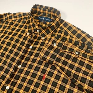 Polo Ralph Lauren Button Down Long Sleeve Mens L Classic Fit Yellow Check Pony - Picture 1 of 8