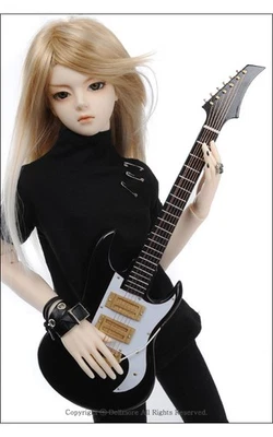 A Electronic Guitar (Black + White) (GE7B-30:30cm) fits MSD SD Model BJD doll - Image 1 of 4
