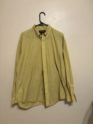 Рубашка мужская Ralph Lauren Golf Tilden желтая в полоску на пуговицах L 100% хлопок - Изображение 1 из 4