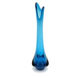 Vintage Viking Glass Epic Drape Bluenique Swung Stretch Vase Blue Mid Century - Picture 1 of 12