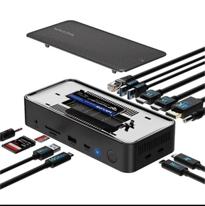 Station d'accueil WAVLINK 3 moniteurs 5 Gbit/s M.2 boîtier SSD PCIe/SATA 13 en 1 USB C - Photo 1/7