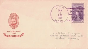 1 Jan 1936 Naval Cover, New Year's Day, USS Alden DD-211 - Picture 1 of 2