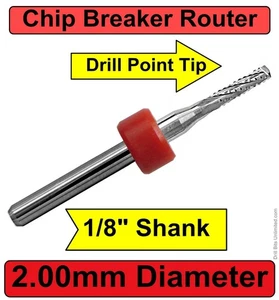 2.0mm Router Bit Carbide 1/8" Shank Chip Breaker Drill Point 1 Piece CNC urc156 - Picture 1 of 5