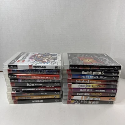 Guitar Hero Rock Band PS3 Game Lot Bundle of 11 Games Beatles Green Day DJ Hero - Image 1 of 4