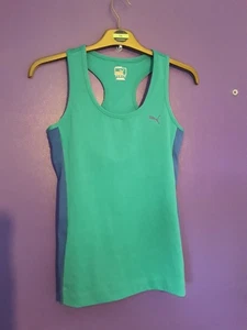 Puma Green/Blue Sport Lifestyle Dry Cell Work Out Top With Motif. 10. - Picture 1 of 2