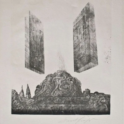 Ernst Fuchs Tore von Gaza Phantastischer Realismus signiert Radierung 1962 74/90 - Bild 1 von 4