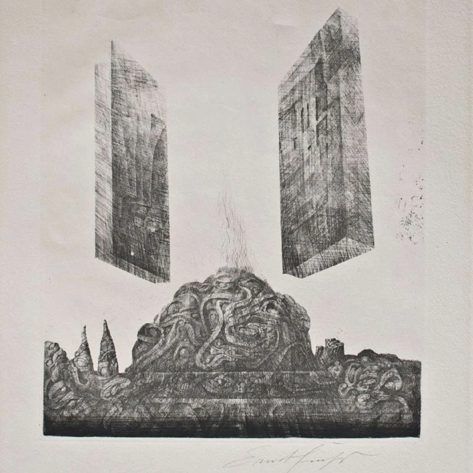Ernst Fuchs Tore von Gaza Phantastischer Realismus signiert Radierung 1962 74/90 - Bild 1 von 4