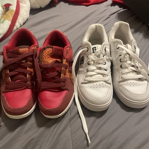 Dc Shoes Red And White Both 7 Wide Ladies New  2 Pairs - Picture 1 of 7